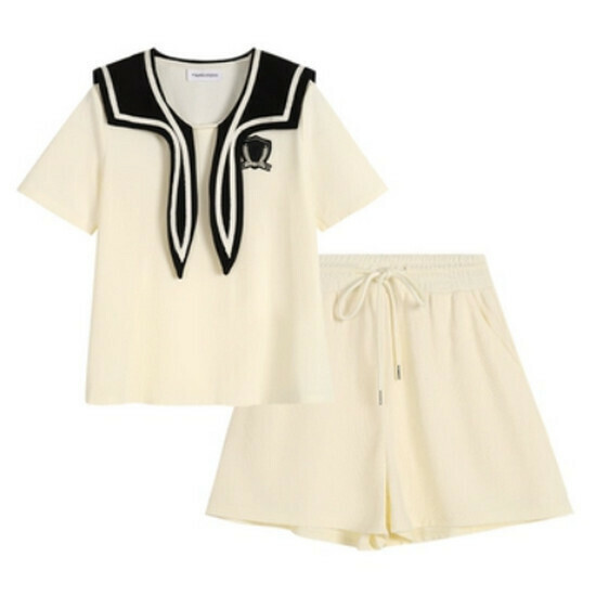 Hot selling short-sleeved T-shirt + shorts set [Apricot color] [L-4XL size] (please contact customer service to confirm the delivery size after placing the order)