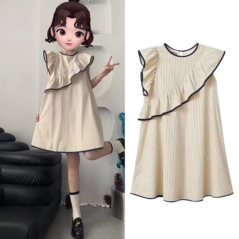 熱賣條紋小飛袖連衣裙（圖片色 S碼-XL碼）（下單後請聯絡客服確認發貨尺碼）