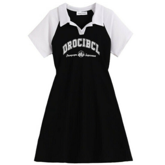 Hot selling casual T-shirt dress [Black] [M-4XL size] (please contact customer service to confirm the delivery size after placing the order)