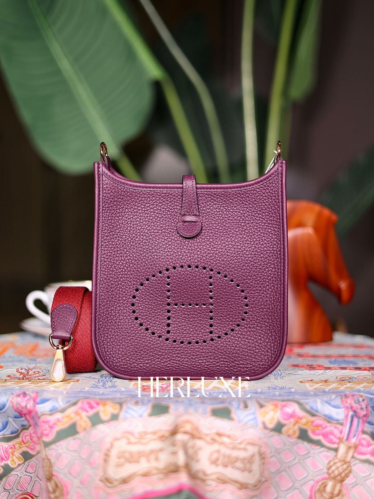 Evelyne mini  N5 cassis / K1 rouge grenat cc tc W (一代：肩帶長105cm）