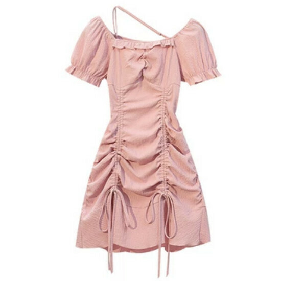 Hot seller collar puff sleeve dress [pink] [M-4XL size] (please contact customer service to confirm the delivery size after placing the order)
