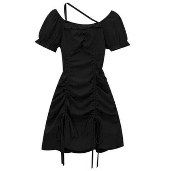 Hot seller collar puff sleeve dress [black] [M-4XL size] (please contact customer service to confirm the delivery size after placing the order)