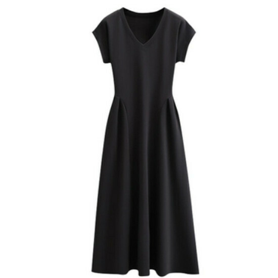 Hot selling V-neck dress [Black] [M-4XL size] (please contact customer service to confirm the delivery size after placing the order)