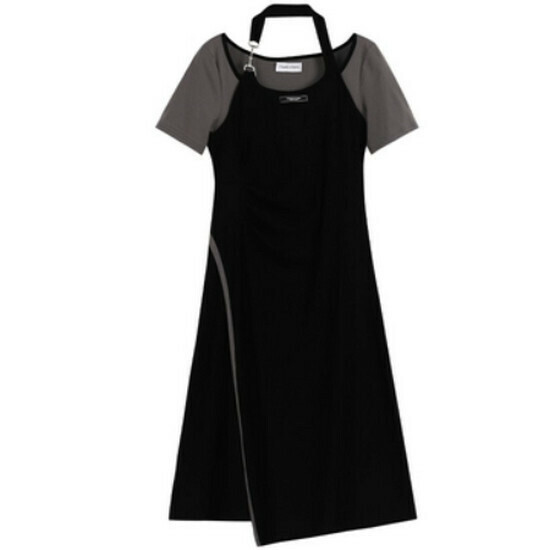 Hot selling halterneck dress [Black (Long)] [M-4XL size] (please contact customer service to confirm the delivery size after placing the order)