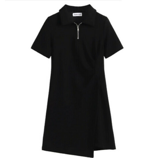 Hot selling Polo collar dress [Black (short style)] [L-4XL size] (please contact customer service to confirm the delivery size after placing the order)