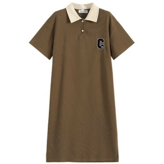 Hot selling Polo collar dress [brown] [L-4XL size] (please contact customer service to confirm the delivery size after placing the order)
