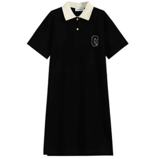 Hot selling Polo collar dress [Black] [L-4XL size] (please contact customer service to confirm the delivery size after placing the order)