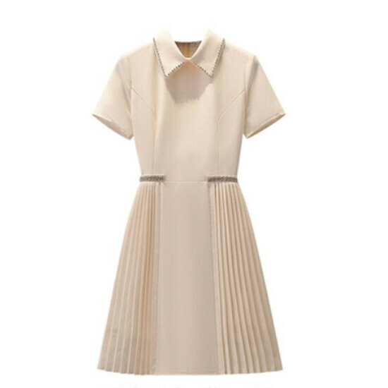 Hot selling versatile pleated dress [Apricot] [M-4XL] (please contact customer service to confirm the delivery size after placing the order)