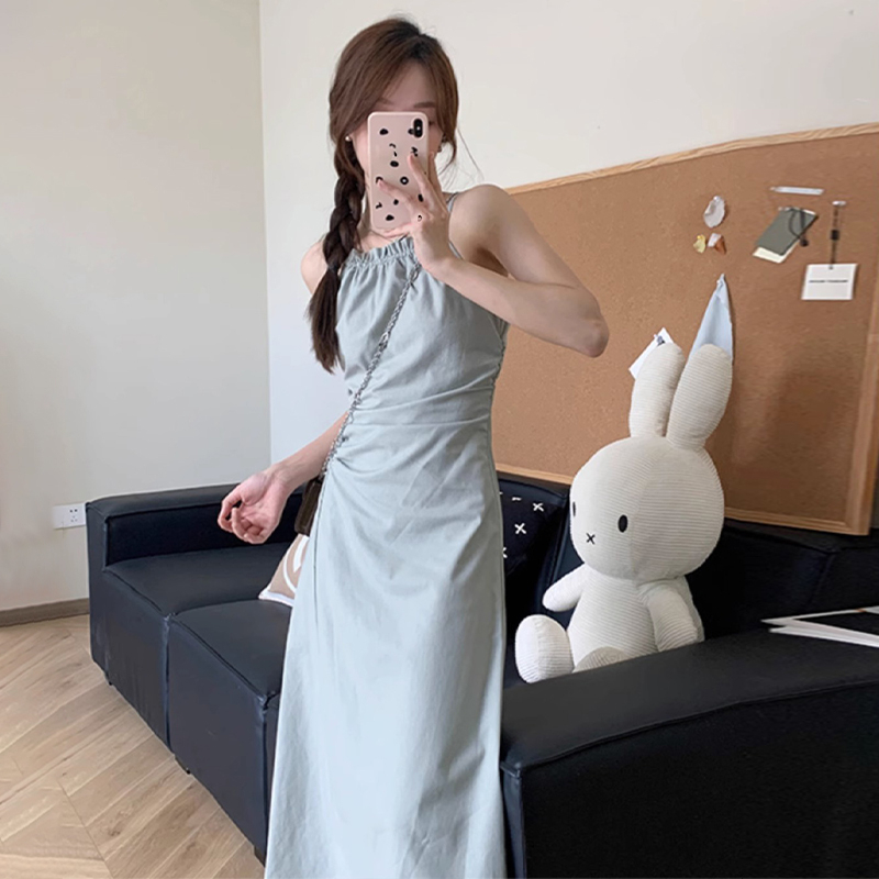 Hot Selling Sleeveless Halter Dress (Cardamom Green Size S-L) (Please contact customer service to confirm the delivery size after placing the order)