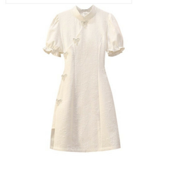 Hot selling improved cheongsam dress [white] [M-4XL size] (please contact customer service to confirm the delivery size after placing the order)