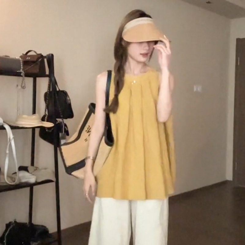 Hot selling sleeveless off-shoulder vest (orange size S-L) (please contact customer service to confirm the delivery size after placing the order)