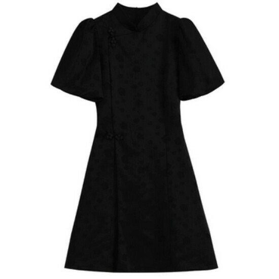 Hot selling improved cheongsam dress [black] [M-4XL size] (please contact customer service to confirm the delivery size after placing the order)