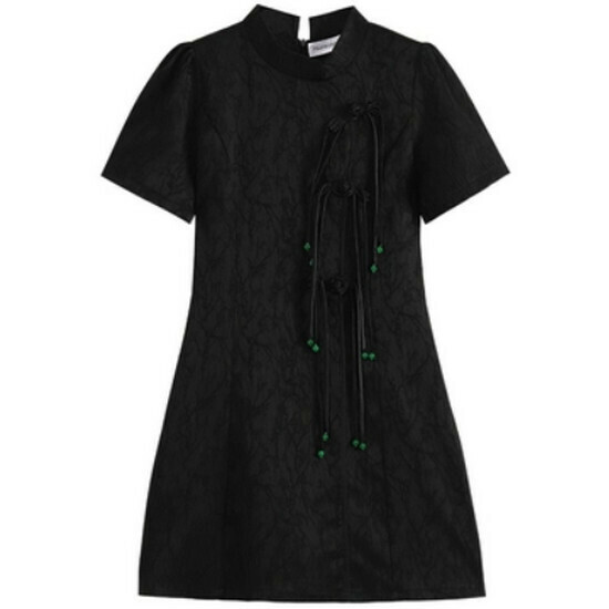 Hot selling improved cheongsam dress [black] [M-4XL size] (please contact customer service to confirm the delivery size after placing the order)