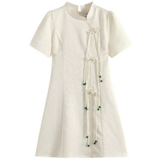 Hot selling improved cheongsam dress [white] [M-4XL size] (please contact customer service to confirm the delivery size after placing the order)