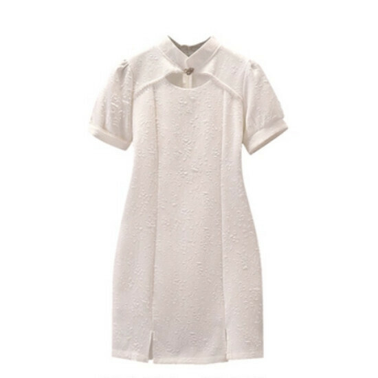 Hot selling improved cheongsam dress [white] [M-4XL size] (please contact customer service to confirm the delivery size after placing the order)