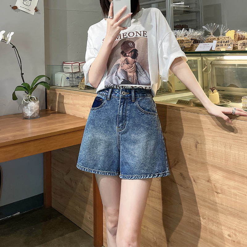 熱賣闊腿高腰牛仔褲（復古藍 S碼-XXL碼）（下單後請聯絡客服確認發貨尺碼）