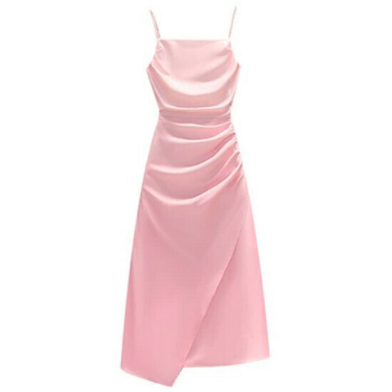 Hot selling pleated suspender dress [Gradient Pink] [M-4XL size] (please contact customer service to confirm the delivery size after placing the order)