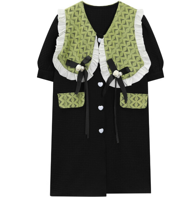 Hot selling doll collar shirt dress (black) (S-L size) (contact customer service after placing order to confirm delivery size)