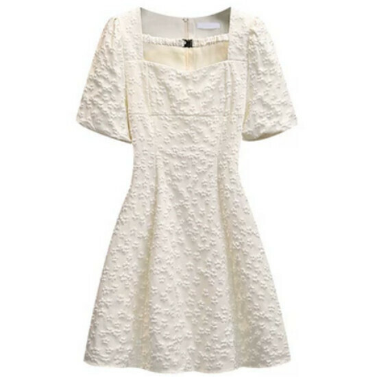 Hot seller collar waist dress [off-white] [L-4XL size] (please contact customer service to confirm the delivery size after placing the order)