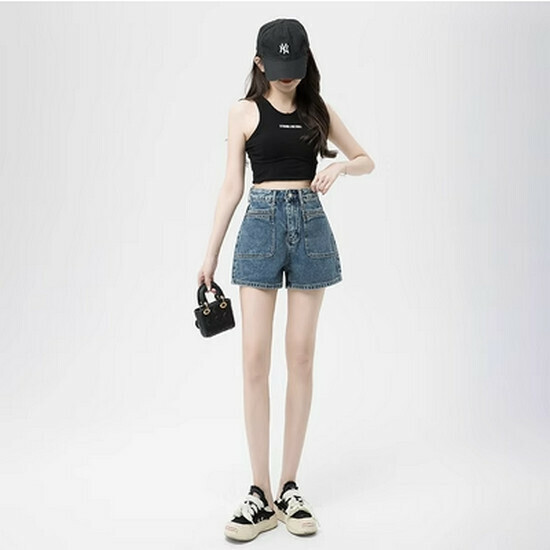 熱賣高腰牛仔短褲【復古藍色】【XS-XL碼】（下單後請聯絡客服確認發貨尺碼）