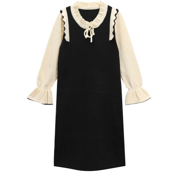 Hot selling knitted over-the-knee dress (black) (size S-L) (contact customer service after placing the order to confirm the delivery size)