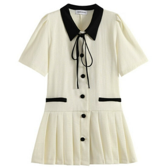 熱賣Polo領連衣裙【乳白色】【M-2XL碼】（下單後請聯絡客服確認發貨尺碼）