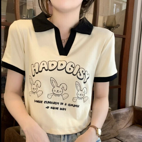熱賣polo領短袖T恤【杏色】【S-L碼】（下單後請聯絡客服確認發貨尺碼）