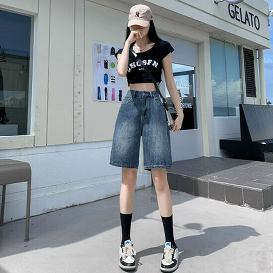 Hot selling high-waisted denim shorts [retro blue] [XS-2XL size] (please contact customer service to confirm the delivery size after placing the order)