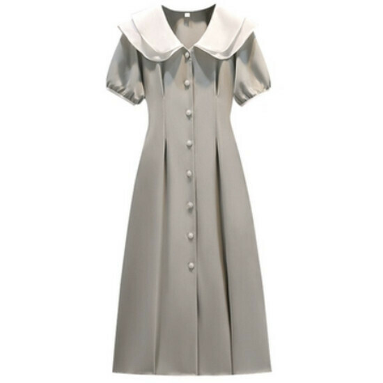 Hot selling doll collar dress [gray green] [M-4XL size] (please contact customer service to confirm the delivery size after placing the order)