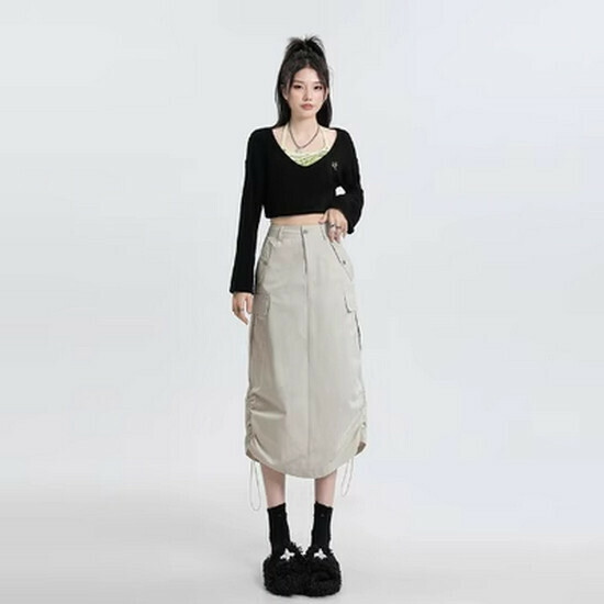 Hot Selling Slit A-Line Work Skirt [Apricot White] [XS-XL Size] (Please contact customer service to confirm the delivery size after placing the order)