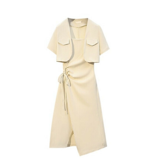 Hot selling slit dress suit [off-white] [S-4XL size] (please contact customer service to confirm the delivery size after placing the order)