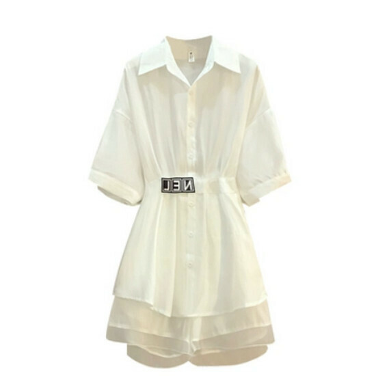 Hot selling shirt + shorts set [white] [M-4XL size] (please contact customer service to confirm the delivery size after placing the order)