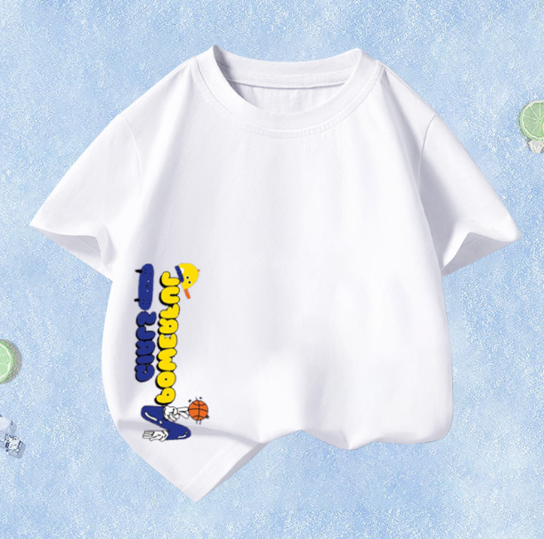 Summer children's short sleeve (white - side letters) size 110CM-160CM After placing an order, contact customer service to confirm the shipping size
