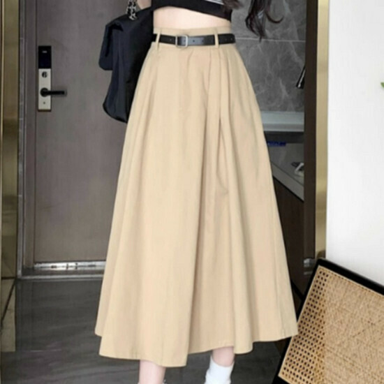 Hot Selling Workwear Skirt + Belt [Khaki] [S-XL] (please contact customer service to confirm the delivery size after placing the order)