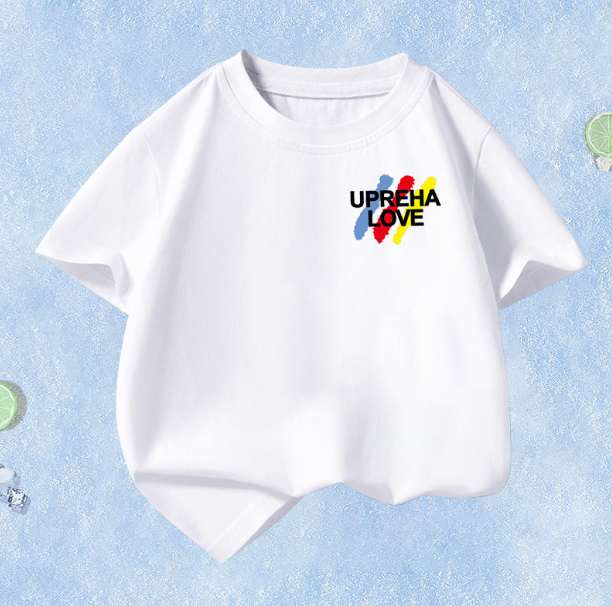 Summer Children's Short Sleeve (White-Red, Yellow and Blue) Size 110CM-160CM Contact customer service to confirm the shipping size after placing an order