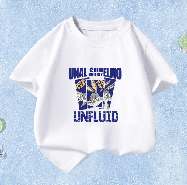 Summer Children's Short Sleeve (White-Three Rabbits) Size 110CM-160CM Contact customer service to confirm the shipping size after placing an order