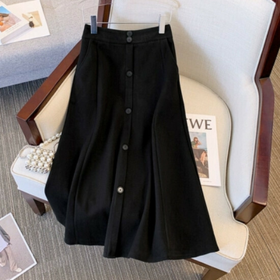 Hot selling woolen half-length umbrella skirt [black] [L-4XL size] (please contact customer service to confirm the delivery size after placing the order)