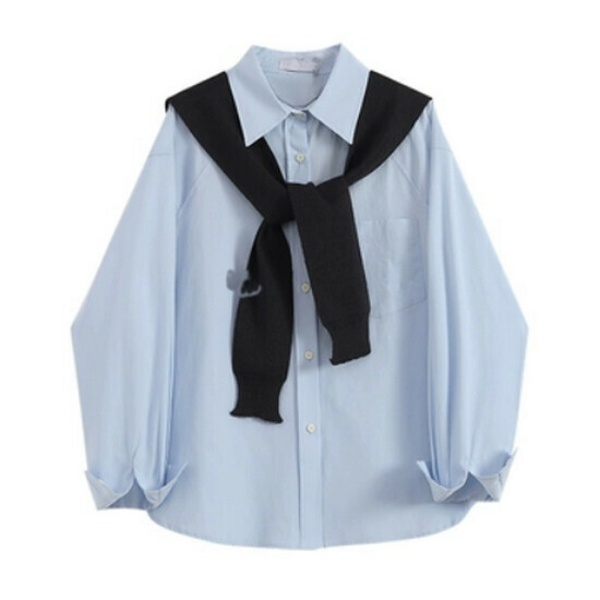 Hot selling shawl long-sleeved top [light blue] [M-3XL size] (please contact customer service to confirm the delivery size after placing the order)