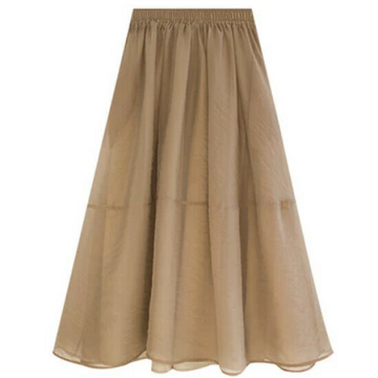 Hot Selling High Waist Mesh Skirt [Khaki] [S-3XL] (please contact customer service to confirm the delivery size after placing the order)