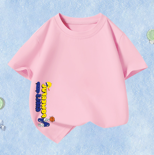 Summer Children's Short Sleeve (Pink-Side Letter) Size 110CM-160CM After placing an order, please contact customer service to confirm the shipping size
