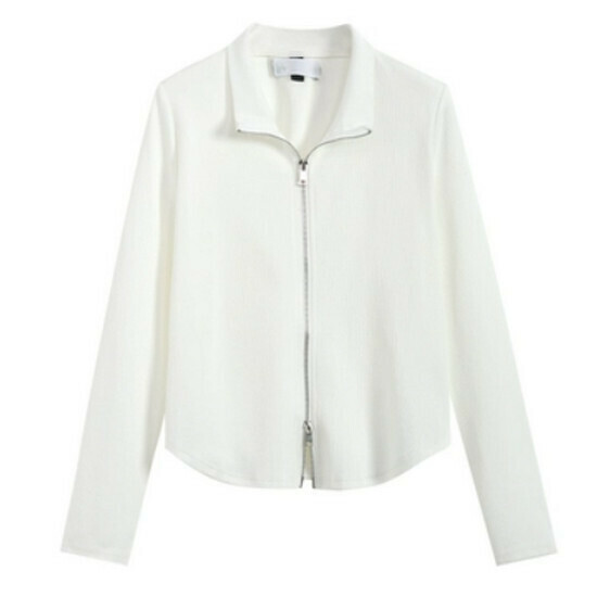 Hot selling zipper knit top [white] [M-3XL] (please contact customer service to confirm the delivery size after placing the order)