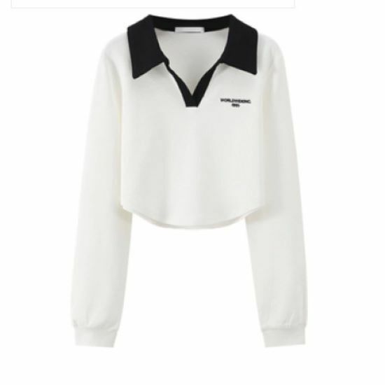 Hot selling polo collar long-sleeved T-shirt [White] [S-2XL size] (please contact customer service to confirm the delivery size after placing the order)
