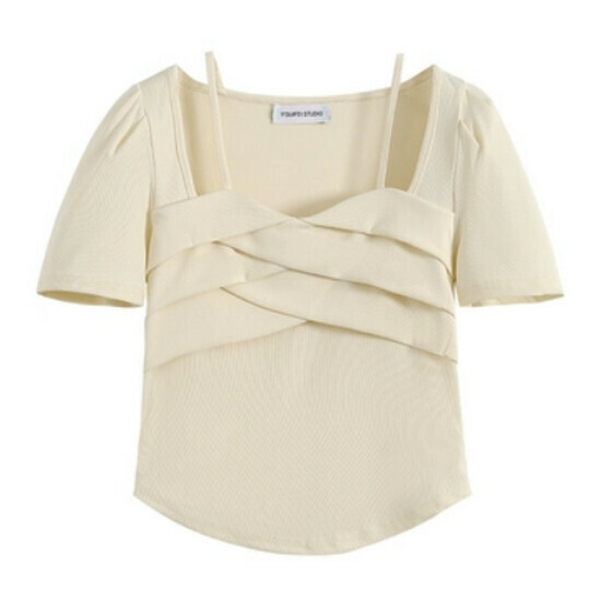 Hot selling irregular short-sleeved T-shirt [Apricot] [M-3XL size] (please contact customer service to confirm the delivery size after placing the order)