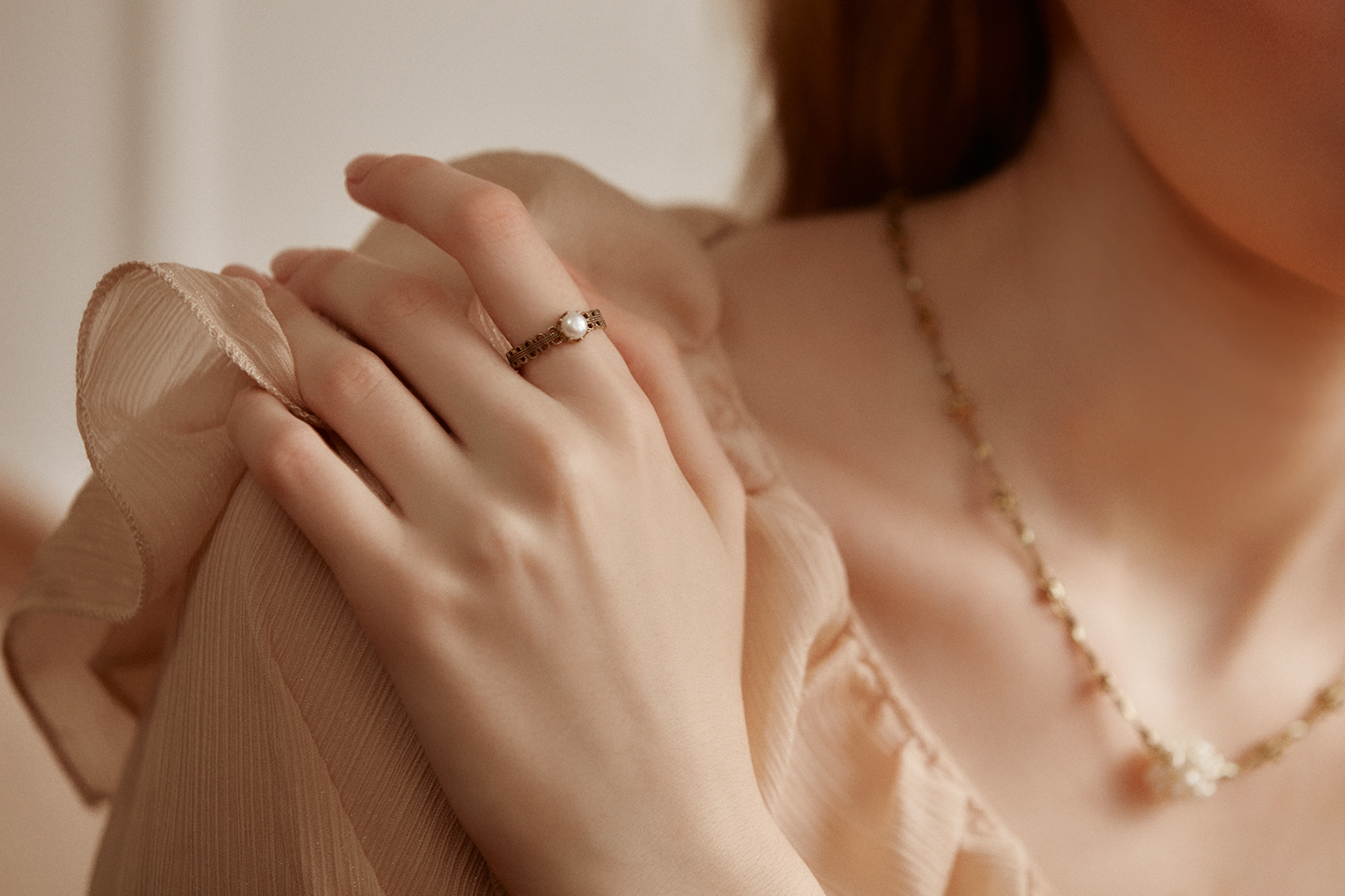 黃銅飾品,黃銅,天然珍珠,氣質,仙女,戒指,18KGP,18K金,珍珠,可調戒圍