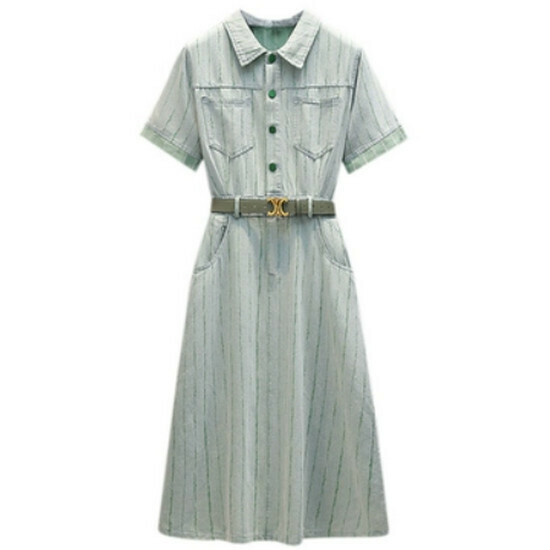 Hot selling Polo collar dress + belt [picture color (long style)] [L-4XL size] (please contact customer service to confirm the delivery size after placing the order)