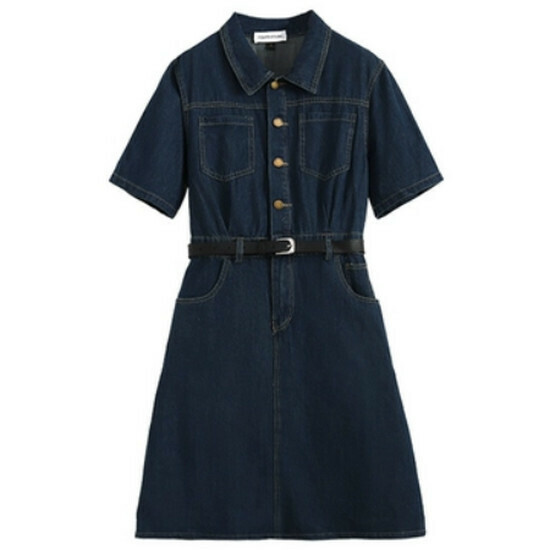 Hot Selling Polo Collar Dress [Dark Blue (Short Style)] [L-4XL Size] (Please contact customer service to confirm the delivery size after placing the order)