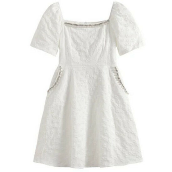 Hot seller collar dress [white (short style)] [M-4XL size] (please contact customer service to confirm the delivery size after placing the order)