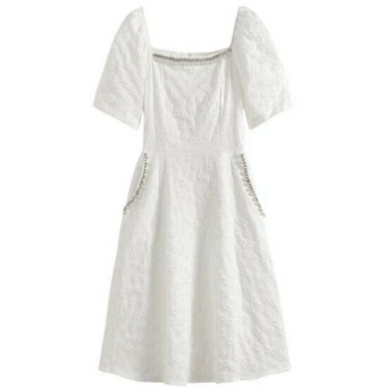 Hot seller collar dress [white (long)] [M-4XL size] (please contact customer service to confirm the delivery size after placing the order)