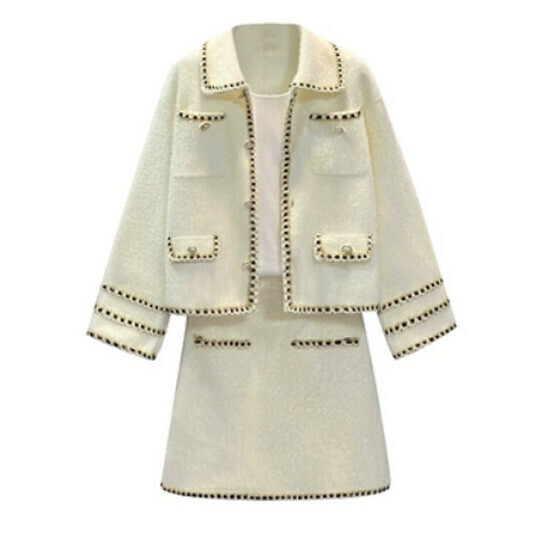 Hot selling imitation mink jacket + skirt suit [apricot color] [L-4XL size] (please contact customer service to confirm the delivery size after placing the order)