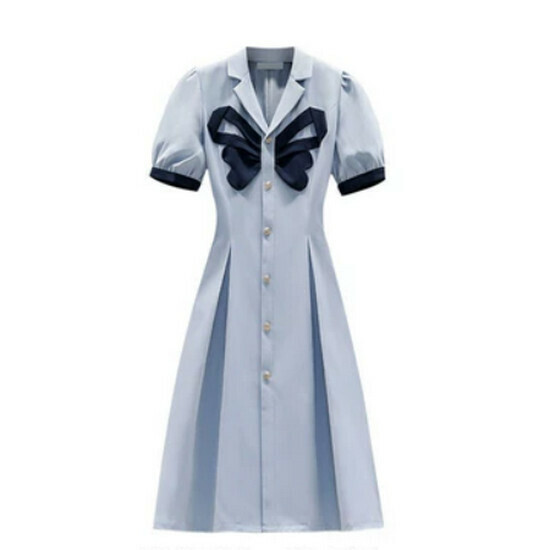 Hot selling suit collar dress [light blue (long style)] [M-4XL] (please contact customer service to confirm the delivery size after placing the order)